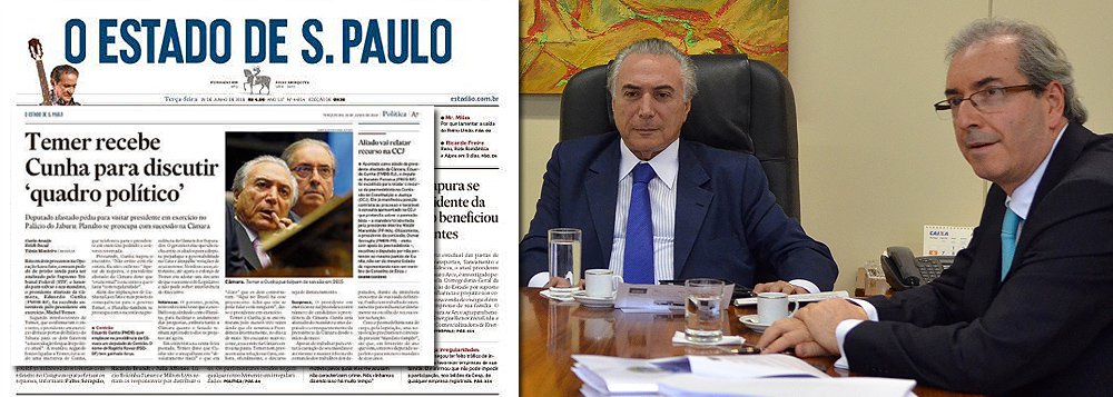 "Michel Temer diz que 'fala com regularidade' com Cunha, o que é, em si mesmo, um tremendo absurdo e evidência de uma convivência duvidosa com um réu-criminoso que um presidente legítimo jamais poderia manter e que, todavia, é assimilável para um presidente usurpador", afirma Jeferson Miola, em artigo; para ele, "fossem tempos diferentes, com uma imprensa honesta, um sistema político sério e respeitável, um sistema jurídico justo e isento, o golpe de Estado perpetrado através do impeachment fraudulento da Presidente Dilma jamais teria prosperado"; "Como os tempos são outros, encontros suspeitos do presidente usurpador são apenas registros assépticos em espaços acanhados do noticiário feitos com atraso de dois dias. E, assim, o golpe segue", completa o colunista