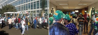 Trabalhadores ligados a movimentos campesinos ocuparam prédios dos antigos ministérios da Previdência Social e do Desenvolvimento Agrário em protesto contra a reforma ministerial do presidente interino Michel Temer, que extinguiu as pastas; manifestantes ligados à Contag e à Fetag também protestam contra a proposta de reforma previdenciária; segundo a Contag, 10 mil pessoas participam de atos em agências e postos do INSS em diversas cidades