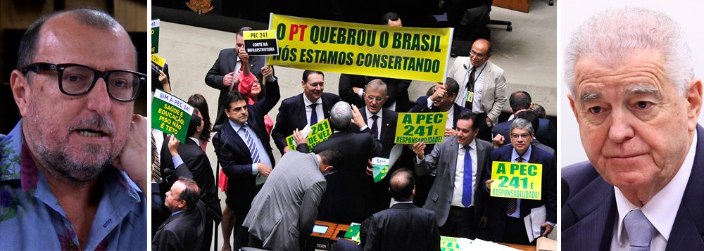 "A gente tá sempre vendo um dia depois o tamanho do desastre, agora essa PEC da morte, que triste, que pena. O antipetismo tá matando o Brasil. Em qualquer lugar do mundo a PEC da morte daria coisa parecida com o nome dela. Que covardia a imprensa não mostrar o tamanho desse desastre", comenta o jornalista Xico Sá, sobre a PEC que congela os gastos públicos por 20 anos e que deve tirar da Saúde até R$ 743 bilhões nesse período; nesta terça, o deputado federal Nelson Marquezelli (PTB-SP) deu a seguinte explicação para seu voto favorável à PEC 241: "quem não tem dinheiro não estuda"