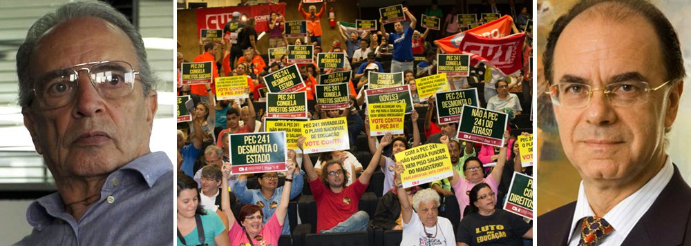 Em artigo publicado neste domingo, o colunista Janio de Freitas aponta a PEC 241, que congela gastos públicos por 20 anos como uma "brutalidade" e diz que o presidente do Ipea, Ernesto Lozardo, foi antiético, ao censurar uma pesquisa interna, que aponta os prejuízos para a Saúde; "O fato, simples e incontestável, é que teto generalizado ou indiscriminado de gastos é uma brutalidade. E nega a razão de ser dos governos, que é administrar circunstâncias a cada dia, a cada hora, e seu provável futuro", diz ele