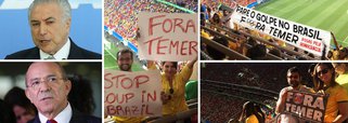 "A fala do ministro Eliseu Padilha, ao comentar o risco de vaias e protestos contra Temer nesta sexta-feira no Rio, na abertura das Olimpíadas, foi ambígua. Depois de anunciar a disposição para ouvir manifestações democráticas, ele subiu o tom avisando que quem protestar estará protestando contra o Brasil e deve arcar com as consequências, em resumo"; a avaliação é da colunista Tereza Cruvinel; segundo ela, "todo governo ilegítimo tende a cair, em algum momento, na tentação de usar a força para reprimir adversários"