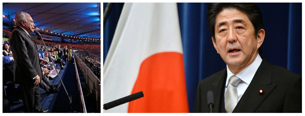 A Olimpíada Rio 2016, conquistada pelo ex-presidente Lula e preparada pela presidente Dilma Rousseff, chega ao fim com um vexame diplomático protagonizado pelo interino Michel Temer; para evitar receber as mesmas vaias que levou na abertura, ele deixou de ir à cerimônia de encerramento, evitando um encontro com o premiê japonês Shinzo Abe; Temer ofereceu um encontro em Brasília, que foi negado pela comitiva japonesa, e enviou apenas uma carta; "Confio que poderemos encontrar-nos proximamente", escreveu Temer; pela primeira vez, uma Olimpíada termina sem representação de um chefe de estado