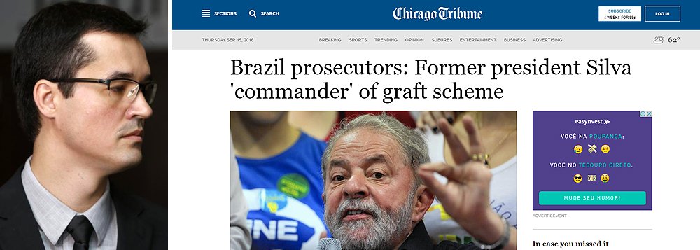 Chicago Tribune descreve que os promotores que apresentaram denúncia contra o ex-presidente Lula fizeram declarações "impressionantes" e uma "litania" de acusações, mas foram econômicos ao apresentar provas, o que, segundo o jornal, pode colocar em xeque o futuro da Operação Lava Jato