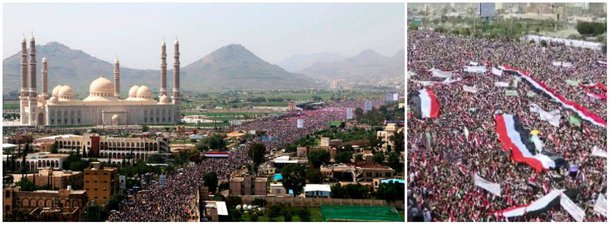 Cerca de 900 mil pessoas tomaram as ruas de Sana, capital do Iêmen, para protestar contra os ataques aéreos liderados pela Arábia Saudita e manifestar apoio ao Conselho Político Supremo, órgão do governo criado pela oposição xiita, comandada pelos houthis, seguidores do ex-presidente Alí Abduláh Saleh; a coalizão árabe realizou bombardeios contra os manifestantes; presidente do conselho, Saleh al Samad, que disse ter a intenção de formar governo do país; segundo ele, “a formação do governo pretende unificar todos os esforços para chegar a uma situação estável e a celebração de eleições gerais”