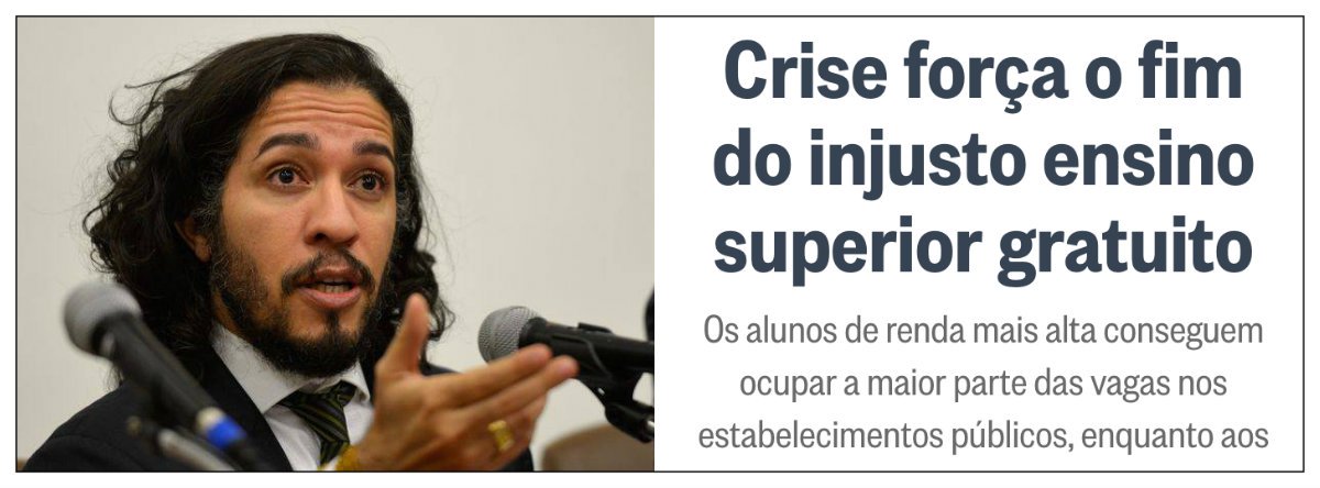O deputado federal Jean Wyllys (Psol-RJ) reagiu com indignação ao editorial deste domingo do jornal O Globo, da família Marinho, que cobra do interino Michel Temer o fim da universidade pública; "O editorial de O Globo, publicando neste domingo, afirmando que é 'injusto' o ensino superior ser gratuito no Brasil é odioso, mas não chega a ser uma surpresa. Certamente para a família Marinho e os títeres que lhe lambem as botas na editoria do jornal, 'justo' deve ser o fato de ela ter enriquecido desmedidamente à custa da concessão PÚBLICA de sinas de rádio e tevê, de caríssimos anúncios de estatais brasileiras", diz ele; Wyllys conta como o fato de ter entrado na universidade pública, na Bahia, mudou sua vida