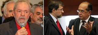 Durante a posse da ministra Carmen Lúcia como presidente do Supremo Tribunal Federal, o ex-presidente Lula elogiou a coragem do ministro Gilmar Mendes no episódio que envolveu Dias Toffoli, alvo de uma denúncia vazia de Veja; "Se não fosse a coragem deste aqui [Mendes], você estava f...!", disse ele