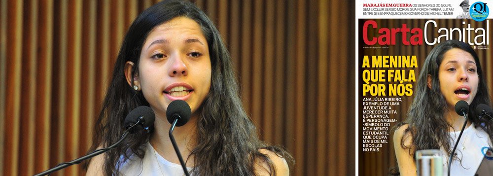 Estudante Ana Júlia, cujo vídeo do discurso que fez na Assembleia Legislativa do Paraná viralizou na internet essa semana, pela defesa emocionante que fez da legitimidade da ocupação dos alunos pelo País, é o destaque da revista nessa semana; "A menina que fala por nós", diz o título da reportagem