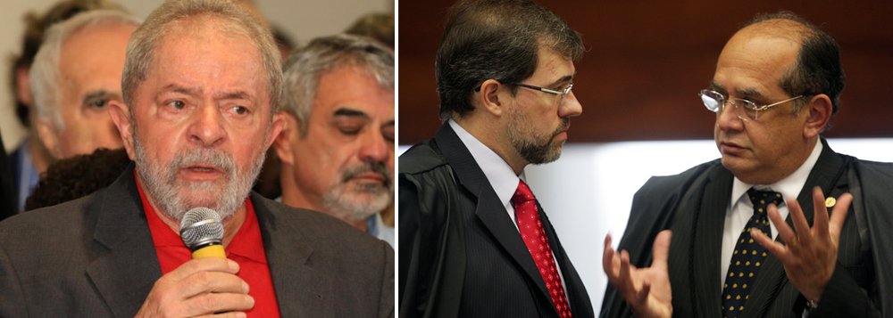 Durante a posse da ministra Carmen Lúcia como presidente do Supremo Tribunal Federal, o ex-presidente Lula elogiou a coragem do ministro Gilmar Mendes no episódio que envolveu Dias Toffoli, alvo de uma denúncia vazia de Veja; "Se não fosse a coragem deste aqui [Mendes], você estava f...!", disse ele