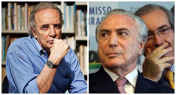 "Talvez não fosse preciso dizer mais nada sobre a atitude de Temer. Afinal, apesar de todo o esforço da Lava Jato e dos pró-impeachment para incriminar petistas, na opinião nacional ninguém simboliza mais a calamidade política do que Eduardo Cunha. Está dito quase tudo sobre protetor e protegido", diz Janio de Freitas, sobre os esforços do interino Michel Temer para salvar seu aliado Eduardo Cunha; "E viva a nova (i)moralidade", conclui o jornalista