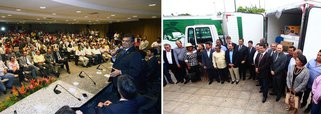 O governador Flávio Dino, entregou em parceira com o governo federal 19 equipamentos para a modernização de Unidades de Distribuição de Alimentos da Agricultura Familiar (Udaf), da adesão de mais sete municípios ao Programa de Aquisição de Alimentos (PAA) do Leite, e da assinatura da parceria com o Serviço Nacional de Aprendizagem Rural (Senar) para assistência técnica e gerencial; segundo o executivo, os equipamentos entregues se somam a outros 25 que foram distribuídos em janeiro do ano passado, totalizando 45 municípios beneficiados; o governo também assinou convênio de R$ 4 milhões com o Senar para assistência técnica e gerencial a 1.550 propriedades/produtores