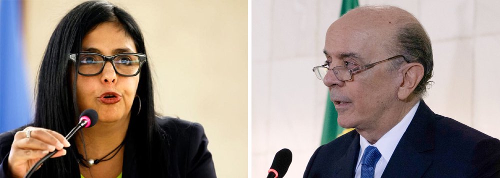 "Tentar destruir o Mercosul via artifícios ilegais é um reflexo da política intolerante e o desespero dos burocratas", disse a chanceler venezuelana, Delcy Rodríguez, em publicação no Twitter; nesta terça, Brasil, Argentina, Paraguai e Uruguai, liderados pelo chanceler do governo Temer, José Serra, anunciaram que o grupo regional será comandado conjuntamente por eles pelos próximos seis meses