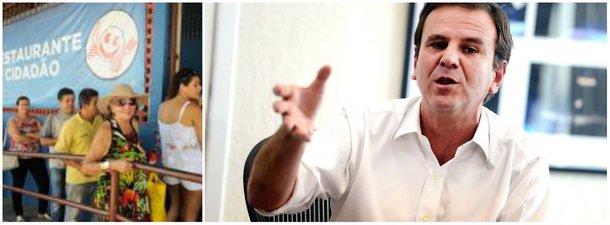 A prefeitura do Rio anunciou que vai cobrir os custos dos Restaurantes Populares, que são de responsabilidade do governo do estado, para impedir o fechamento de oito unidades; o auxílio será garantido até o fim do ano para manter em funcionamento os restaurantes de Irajá, Madureira, Campo Grande, da Central do Brasil, da Cidade de Deus, Bangu, Méier e Bonsucesso, todos na capital fluminense; prefeito Eduardo Paes disse que não se trata de municipalização do serviço, apenas de ajuda financeira; "Tem muita gente que precisa deles para se alimentar todos os dias. A diferença é que, a partir de agora, os valores serão pagos pela prefeitura até o fim do ano"