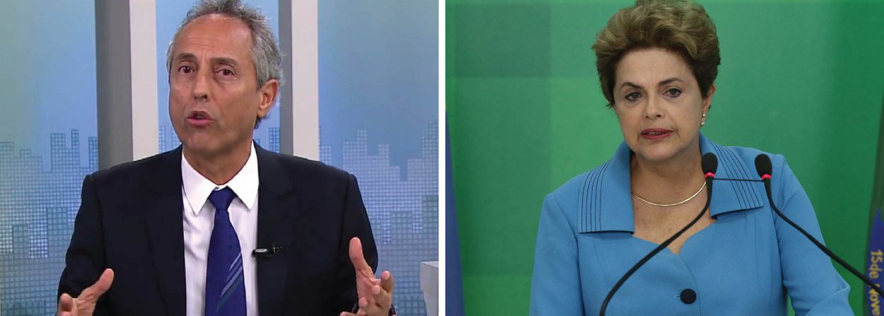 Jornalista Bob Fernandes comenta que após decisão do Ministério Público de que a presidente Dilma Rousseff não cometeu crime "não se noticia [o fato], não se tem manchetes e 'análises', nem mesmo para 'ouvir o outro lado'. Nem na noite do fato, nem no dia seguinte"; para ele, "imaginam também que ninguém tá vendo esse espetáculo de cinismo e hipocrisia"