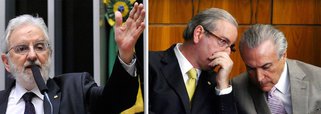 Deputado federal Ivan Valente (PSOL-SP) não deixou passar em branco o encontro (secreto) entre o presidente interino Michel Temer e o presidente afastado da Câmara, Eduardo Cunha (PMDB-RJ), nesse domingo, 26, no Palácio do Jaburu, residência oficial do vice; "Cunha e Temer se reuniram domingo no Jaburu. Como disse Jucá: Temer é Cunha. Ou alguém tem dúvida de que ele age p/ salvar o cúmplice", criticou Valente em sua conta no Twitter "Temer adula Cunha porque sabe que se houver delação virá chumbo grosso. Governo Temer não resistirá à tamanha turbulência política", acrescentou