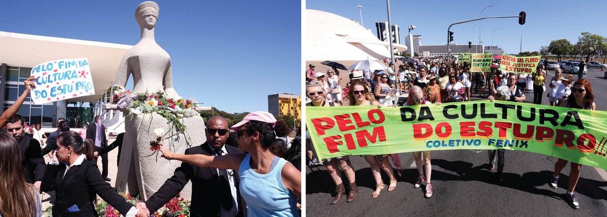 Cerca de 3 mil manifestantes, carregando flores nas mãos, marcharam na manhã deste domingo (29) pela Esplanada dos Ministérios, em Brasília, para protestar contra a cultura de estupro e  para pedir justiça para os casos que envolvam violência contra a mulher, além de exigir políticas públicas que garantam a educação de gênero nas escolas brasileiras; Marcha das Flores – 30 Contra Todas, organizada por mais de 15 entidades ligadas a causas feministas e de defesa da criança e do adolescente, foi motivada pelo caso da menor estuprada por mais de 30 homens no Rio de Janeiro