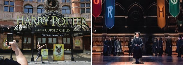 "Harry Potter and the Cursed Child" traz de volta o mundo mágico da escritora J.K. Rowling e se passa 19 anos depois de seu último livro, "Harry Potter e as Relíquias da Morte"; peça, que é a oitava estória da série, teve sessões de pré-estreia na noite de terça-feira no Palace Theatre de Londres e gerou filas de metros e metros de comprimento; na produção, Harry Potter é mostrado como um funcionário ocupado do Ministério da Magia que tem que lidar com a dificuldade enfrentada por seu filho mais novo, Albus Severus, com o legado de sua família famosa; peça foi elogiada pela crítica e também agradou os fãs do mago