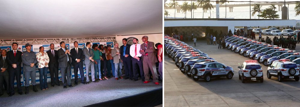 O governador do Maranhão, Flávio Dino, entregou 30 novas viaturas à Secretaria de Estado de Administração Penitenciária (Seap); a nova frota, composta por veículos Ford Eco Sport, modelo 2016, de cor branca; e adaptados com carceragem, e acessórios típicos, tais como: giroflex, sirene, e plotagem operacional; beneficiará todas as 23 unidades prisionais do interior; as novas viaturas também atenderão às atividades do Núcleo de Escolta e Custódia (NEC)