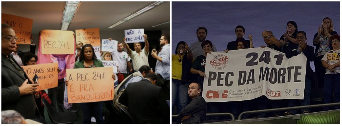 Texto assinado por Fabio de Sá e Silva e publicado nesta quinta-feira 13 pelo site The Intercept, do jornalista norte-americano Glenn Greenwald, aponta que, "por um lado, a PEC 241 'materializa' expectativas (no caso, de pagamento de dívida), engessando a ação do Estado por uma geração inteira. Por outro, por suas características estruturais e razões conjunturais, engessa a ação do Estado não para promover mais igualdade, mas sim para cristalizar e ampliar desigualdades"