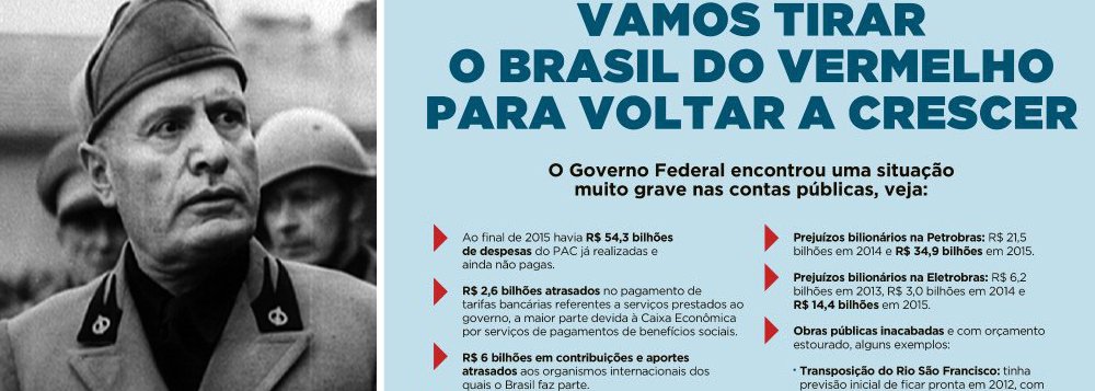 "A campanha intitulada 'vamos tirar o Brasil do vermelho' (numa alusão ao PT) é uma campanha fascista", diz o colunista Robson Sávio Reis Souza, que destaca como agem os fascistas: "Apostam na divisão, rejeitam totalmente o humanismo e a democracia, para se manterem o poder, usam da violência, real e simbólica, reprimindo qualquer pessoa/instituição que não aceita as suas imposições"; "E para conseguirem tudo isso, USAM DA PROPAGANDA fascista para conquistar apoio, mentes e corações, promovendo uma série de idéias através da mídia e outras formas de propaganda", completa