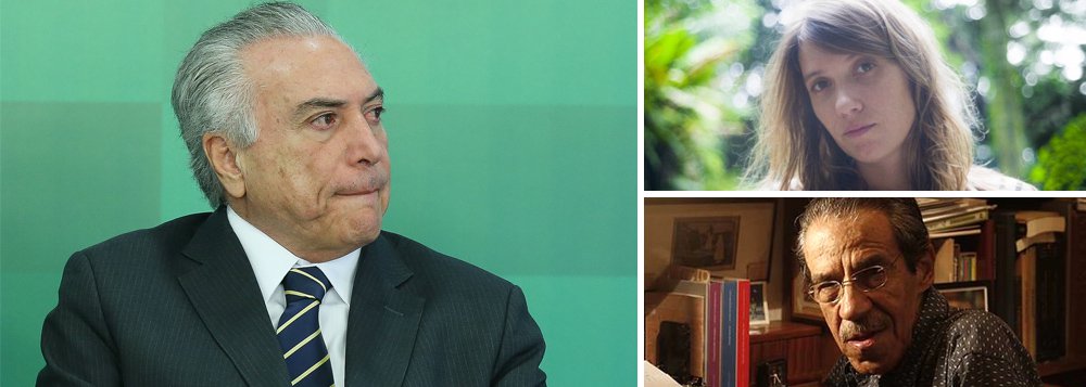 Nesta quinta-feira 30, a poeta Laura Liuzzi leu um poema sem identificar o autor em uma mesa da feira literária de Paraty; ao acabar a leitura, ela disse que o texto era de autoria do presidente interino e comentou que "o que dá pra perceber de cara é que é um poema bem ruim"; "O Temer tem tanta legitimidade como poeta quanto tem como presidente", disparou; na mesa de abertura do evento, ontem, o poeta Armando Freitas Filho já havia sido ovacionado com um discurso anti-Temer