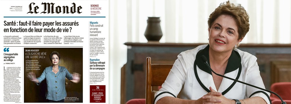 Presidente afastada diz à jornalista Claire Gatineau, enviada do jornal francês Le Monde a Brasília, que "não há outra motivação" por trás de seu afastamento que não "interromper a Operação Lava Jato para parar todas as investigações relacionadas com a corrupção, a lavagem de dinheiro, a existência de caixa dois"; "O outro interesse é de implantar uma agenda neoliberal", aponta; para Dilma Rousseff, "nada justifica que os golpistas destituam um governo para impedir a hemorragia política ligada às investigações"; Dilma, que manteve os direitos políticos com o fatiamento da votação do impeachment, não descarta candidatura nas eleições de 2018; "Estou pensando"