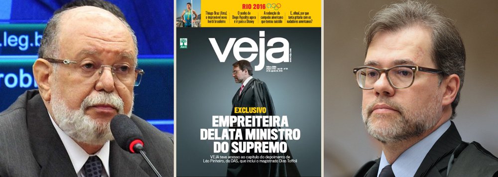 "O ministro conhece o sr. José Adelmário Pinheiro Filho, mas não tem relação de intimidade com ele, não tendo pedido ou recebido nenhum tipo de ajuda da referida pessoa", diz, em nota, o ministro José Antônio Dias Toffoli, que foi alvo de capa da revista Veja neste fim de semana; denúncia é frágil e trata apenas de um trecho da delação premiada de Léo Pinheiro em que ele diz ter indicado uma empresa para fazer reformas na casa de Toffoli em Brasília, enfatizando que todas as despesas foram arcadas pelo ministro do STF; Veja colocou a história na capa insinuando que podem aparecer mais laços entre Toffoli e o empreiteiro