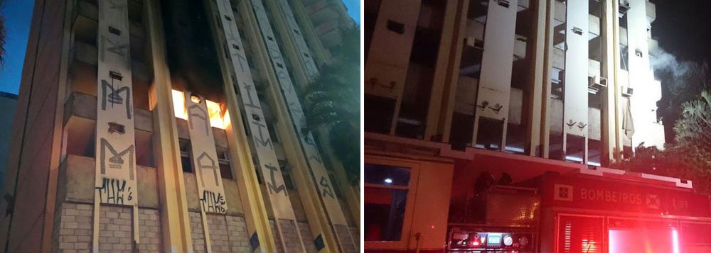 Um incêndio atingiu ao menos dois cômodos do terceiro andar do Hotel Torre Palace, no centro de Brasília; cinco viaturas do Corpo de Bombeiros forma deslocadas para o local do incidente; a suspeita da corporação é de que um ou mais moradores de rua tenham entrado no local e improvisado uma fogueira para se aquecer; os bombeiros precisaram aumentar o buraco na parede para entrar e fazer o trabalho de rescaldo; duas faixas do Eixo Monumental estão interditadas