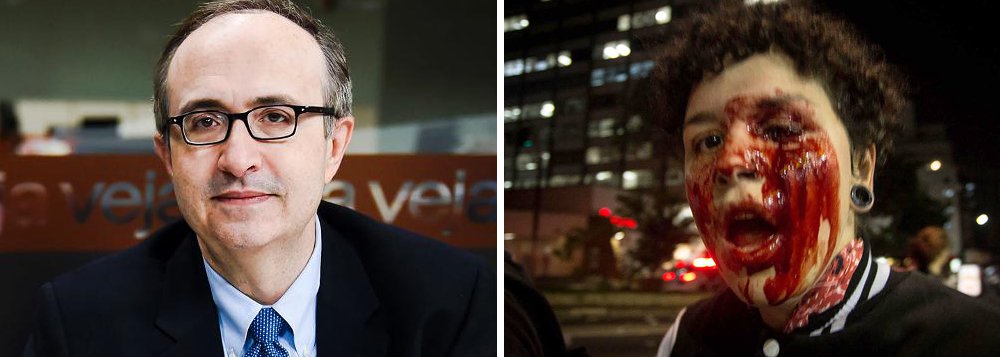 "Vejam no que as esquerdas transformaram as universidades brasileiras, com dinheiro dos trabalhadores. Agora, os militantes petistas e de extrema esquerda da UFABC se preparam para transformar Débora num símbolo", escreve o blogueiro de Veja; para ele, "no momento, a principal responsável pela violência é Dilma Rousseff"