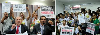 "Golpista" e "devolve meu voto" foram apenas alguns dos gritos e cartazes que dominaram a audiência sobre "Escola sem Partido" na Comissão de Educação na manhã desta quinta-feira 1º; o senador Cristovam Buarque (PPS-DF), que votou a favor do impeachment de Dilma Rousseff nesta quarta-feira 31, precisou encerrar a sessão
