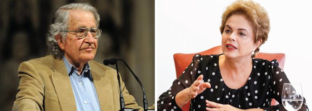 Um pensadores contemporâneos mais influentes da atualidade, o americano Noam Chomsky classificou como "golpe branco" o afastamento da presidente Dilma Rousseff, que segundo ele, foi considerado "bem-vindo em Washington; em entrevista ao jornal argentino Página 12, ele afirma que "Dilma é uma das poucas líderes políticas que está aparentemente isenta da acusação de agir em benefício próprio"