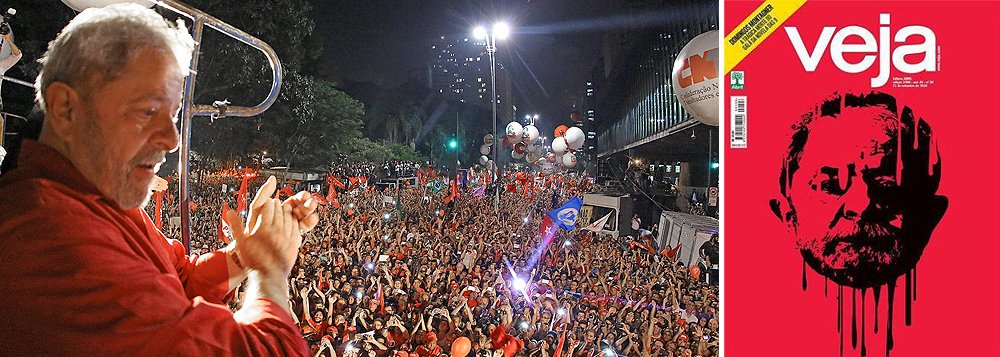 Na capa da suja Veja a cabeça decepada de Lula, escorrendo sangue e petróleo, não tem nada a ver com o combate à  corrupção, mas com a índole assassina de seus donos e da elite que na sua tirania insana, egoísta e estúpida