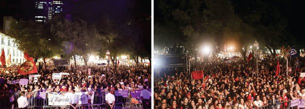 Mulheres fazem ato neste momento, no Largo da Carioca, centro do Rio de Janeiro, para protestar contra o governo do presidente interino Michel Temer e pedir a volta da presidente afastada Dilma Rousseff; o ato é intitulado Mulheres pela Democracia; mliitante da Articulação de Mulheres Brasileiras, Daniele Brás, disse que o Movimento das Mulheres pela Democracia surgiu quando começou o processo de impeachment e reúne diversos coletivos femininos e feministas do país, como a Marcha Mundial das Mulheres, União Brasileira de Mulheres e mulheres de partidos de esquerda