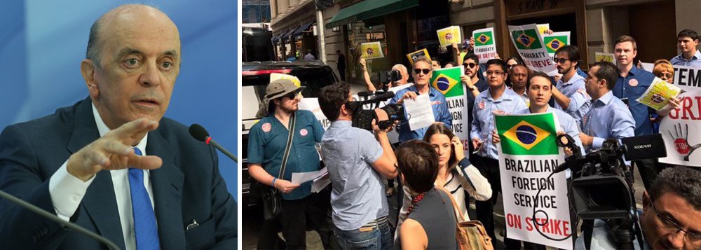 Primeira greve na história dos funcionários do Itamaraty, que acontece sob a gestão de José Serra, começou no dia 22 de agosto e até o momento teve a adesão, além dos sediados no Brasil, de funcionários de 112 repartições diplomáticas brasileiras pelo mundo; há uma série de reivindicações ligadas à carreira funcional