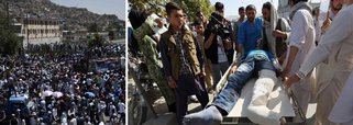 Homens-bomba atacaram uma grande manifestação de membros da minoria hazara do Afeganistão em Cabul no sábado, matando pelo menos 80 pessoas e ferindo 231, segundo as autoridades; grande parte do centro da cidade tinha sido fechada com pilhas de contêineres e outros obstáculos, conforme a marcha começava mais cedo no sábado, e a segurança havia sido reforçada com helicópteros; não houve reivindicação imediata de responsabilidade pelo ataque