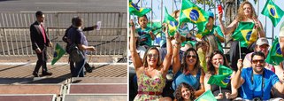 Seguranças que trabalham no desfile de 7 de Setembro em Brasília confiscaram uma bandeira de um grupo de estudantes e informaram que eles seriam retirados das arquibancadas caso protestassem contra o governo, informa reportagem do portal UOL, que presenciou o episódio; um dos seguranças admitiu: "Se tiver manifestação contra o governo nós vamos retirar [os manifestantes da arquibancada]"; outro segurança disse a jornalistas que cobriam o evento que estava proibida "qualquer manifestação política"; desfile começou às 9h15 com gritos de "Fora Temer" e "golpista"