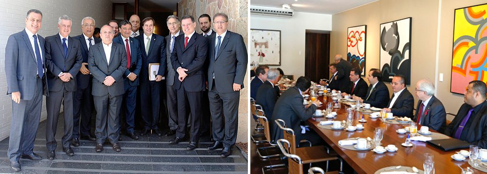 Terminou sem acordo a reunião dos governadores com o presidente da Câmara, deputado Rodrigo Maia (DEM-RJ), sobre mudanças na lei de repatriação, mas o governo ainda tenta fechar uma proposta para votar a matéria nesta terça-feira; "Estamos tentando construir um acordo para tentar votar ainda hoje", disse o presidente da Câmara. "O Palácio do Planalto cedeu já uma parte da multa, que não estava previsto. Há uma posição de um valor da Fazenda, há uma posição nossa e uma posição dos governadores", afirmou Maia