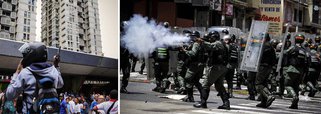 Protestos em massa ocorreram em várias áreas de Caracas, na Venezuela, por causa de falta de comida, de bens e serviços; manifestações começaram depois que os militares do Exército Nacional confiscaram produtos em várias partes do bairro San Martín a fim de enviá-los aos centros de abastecimento locais, onde são entregues à populaçã; Exército usou gás lacrimogêneo para conter a multidão; protestos também aconteceram outros bairros e novos confrontos foram registrados