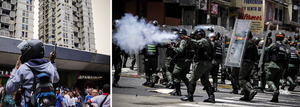 Protestos em massa ocorreram em várias áreas de Caracas, na Venezuela, por causa de falta de comida, de bens e serviços; manifestações começaram depois que os militares do Exército Nacional confiscaram produtos em várias partes do bairro San Martín a fim de enviá-los aos centros de abastecimento locais, onde são entregues à populaçã; Exército usou gás lacrimogêneo para conter a multidão; protestos também aconteceram outros bairros e novos confrontos foram registrados