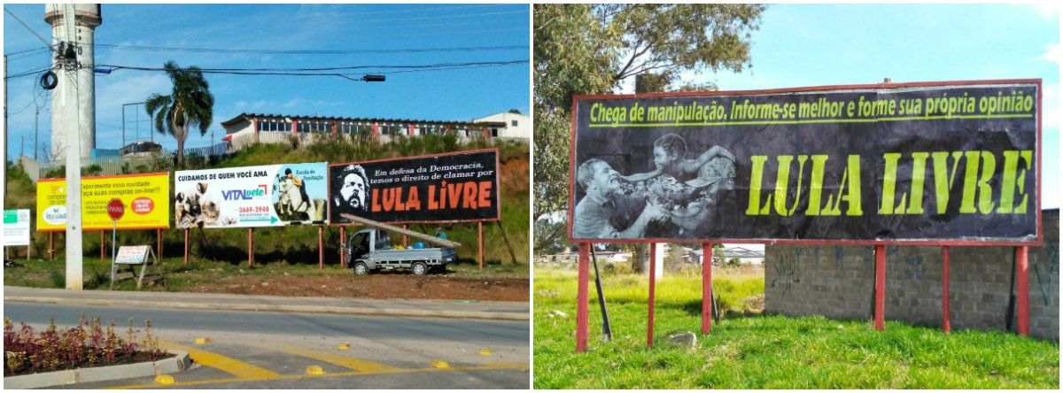 Nove outdoors defendendo a liberdade do ex-presidente Lula foram instalados nesta quinta-feira 28 em oito cidades da Região Metropolitana de Curitiba; a expectativa dos envolvidos é que a iniciativa sirva de exemplo para que ocorra em diversas cidades do país