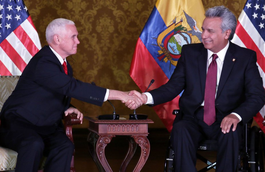 Vice-presidente dos EUA, Mike Pence, em encontro com presidente do Equador, Lenín Moreno
