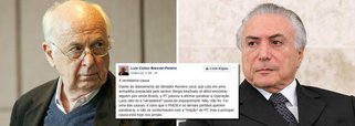 Ex-ministro nos governos Sarney e FHC e um dos fundadores do PSDB, o economista Luiz Carlos Bresser-Pereira afirma que o áudio que derrubou Romero Jucá do ministério do Planejamento revela "uma das causas" por trás do impeachment da presidente Dilma Rousseff: paralisar a Operação Lava Jato; "A principal causa", porém, diz ele, é "reduzir os direitos sociais dos trabalhadores"; "O objetivo é beneficiar os capitalistas rentistas e financistas – os grandes vitoriosos do momento – para que paguem menos impostos. É reduzir os salários diretos e indiretos", diz Bresser, em texto publicado no Facebook; de acordo com ele, a justificativa do governo Temer para isso é uma "crise fiscal estrutural"