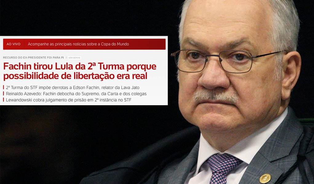  O portal UOL destacou nesta terça-feira, 26, a manobra do ministro Edson Fachin para manter o ex-presidente como preso político e inviabilizar sua candidatura presidencial; Em manchete no início da noite, o site do grupo Folha manchetava que "Fachin tirou Lula da Segunda Turma porque possibilidade de libertar Lula era real"