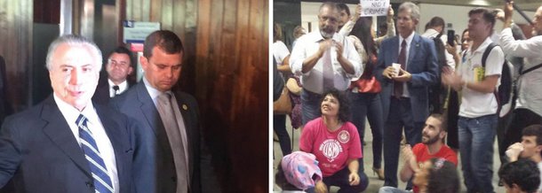 Presidente interino Michel Temer foi recebido com protesto nesta segunda-feira, 23, no Congresso Nacional; quando chegou ao Senado para entregar ao presidente da Casa, Renan Calheiros, a proposta da nova meta fiscal, que aumenta para R$ 170 bilhões a previsão de déficit nas contas este ano, Temer foi recebido com vaias e gritos de "golpista"; grupo também pediu a prisão de Romero Jucá; entre os manifestantes estaria a deputada Moema Gramacho (PT-BA) e o senador Paulo Paim (PT-RS); assista