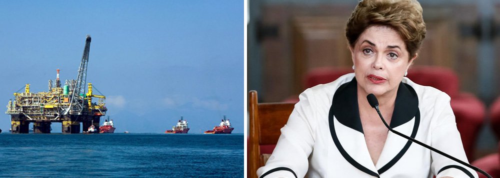 "Ao aprovar o projeto do deputado Aleluia, o Congresso autoriza o saque do nosso país, cujos interesses deveria representar acima de tudo", critica Dilma Rousseff, destacando que a matéria "está sendo aprovada sem debate, às pressas"; ela compartilhou, em seu site, artigos de Ana Patrícia Laier e Haroldo Lima em que "denunciam o conluio contra o Brasil"