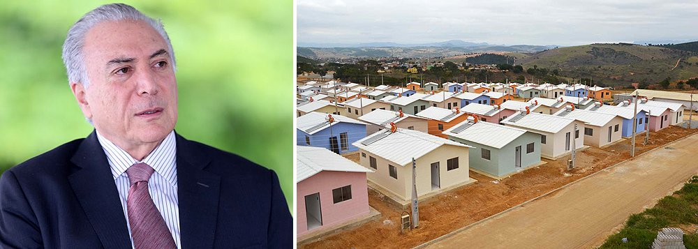 Presidente interino Michel Temer suspendeu a meta anunciada pelo governo Dilma Rousseff de contratar 2 milhões de moradias do Minha Casa Minha Vida até o fim de 2018; o ministro das Cidades, Bruno Araújo afirmou que toda a terceira etapa do programa passará por um processo de “aprimoramento”; “É preferível que identifiquemos os reais limites do programa e que os números anunciados sejam o limite de contratação”, afirmou; equipe de Temer já anunciou intenção de corte no SUS e em outros programas do PT, como o Bolsa Família 