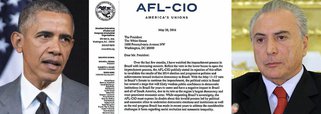 Texto é assinado pelo sindicalista Richard Trumka, presidente da AFL-CIO; ele afirma que o impeachment da presidente Dilma Rousseff é um esforço de invalidar o resultado das eleições de 2014 e por fim às políticas progressistas no país; Trumka cobra de Obama um posicionamento contrário ao golpe; "A posição que sua administração assume durante esta crise vai ser parte de seu legado na região. Caso os Estados Unidos não expressem opinião em face deste atentado contra as instituições eleitorais e democráticas, o seu silêncio será lembrado por muito tempo", diz