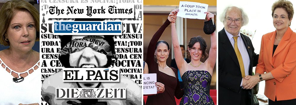 Coluna desta sexta-feira 20 da jornalista Eliane Cantanhêde revela o pânico que a liberdade de expressão da presidente Dilma Rousseff exerce sobre setores da mídia que se engajaram no apoio ao golpe parlamentar; segundo Eliane, Dilma estaria cometendo crime de responsabilidade por falar em golpe e até por criticar a imprensa brasileira, que seria um "pilar da democracia"; no Brasil de hoje, a imprensa oligárquica busca consolidar um pensamento único e calar uma presidente legitimamente eleita; no entanto, mesmo que isso fosse possível, Eliane jamais conseguiria calar jornais internacionais, como Guardian, NY Times, Die Zeit ou El País, nem personalidades como o Nobel da Paz Adolfo Perez Esquivel e os artistas brasileiros que protestaram no tapete vermelho em Cannes