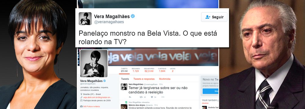 A pergunta foi feita pela jornalista Vera Magalhães, editora da coluna Radar, na revista Veja; depois ela descobriu que o motivo era a entrevista de Michel Temer ao Fantástico