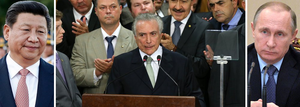 No mesmo dia em que o vice-ministro de Relações Exteriores da Rússia, Sergei Ryabkov, apontou as digitais dos Estados Unidos no golpe parlamentar brasileiro, uma reportagem da televisão russa indicou que tanto o país governado por Vladimir Putin como a China, liderada por Xi Xinping, cogitam não reconhecer o governo provisório de Michel Temer