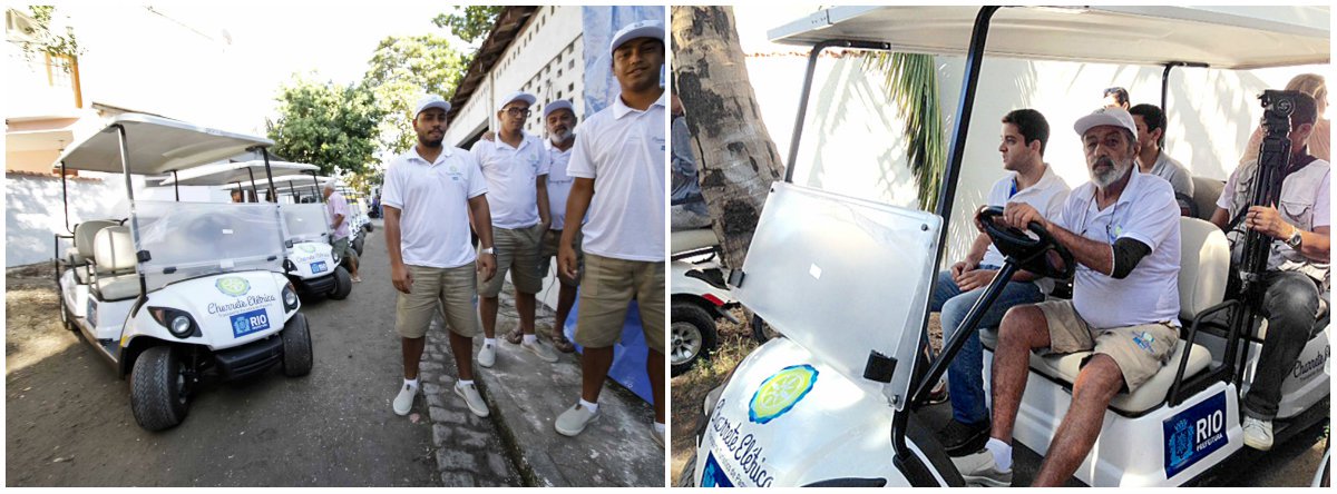 A Prefeitura do Rio entregou os 17 carros elétricos que vão substituir as charretes utilizadas para passeios turísticos em Paquetá; o transporte por cavalos foi proibido após recomendação do Ministério Público, que apontou sinal de maus-tratos e mau estado de conservação das cocheiras, além de contaminação ambiental por conta da urina e das fezes dos animais